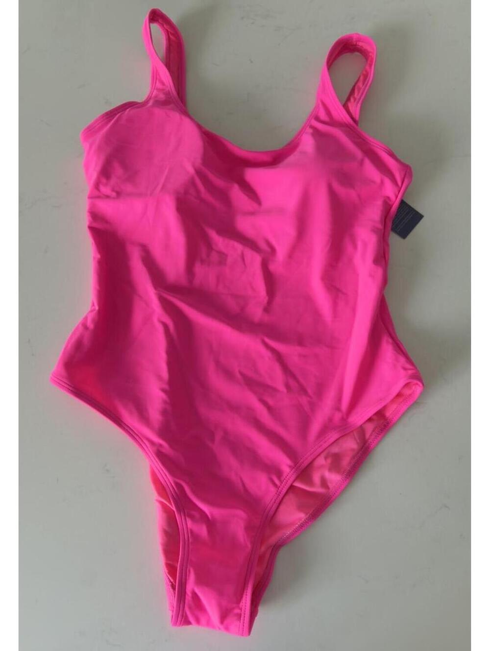 Leaparts Hot Pink Low Scoop Back One Piece Swimsuit Women Size Medium